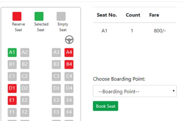 bus ticket booking form python