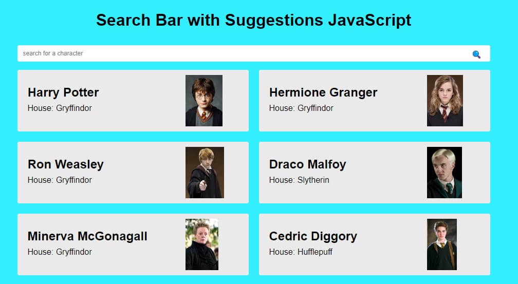 search bar javascript project